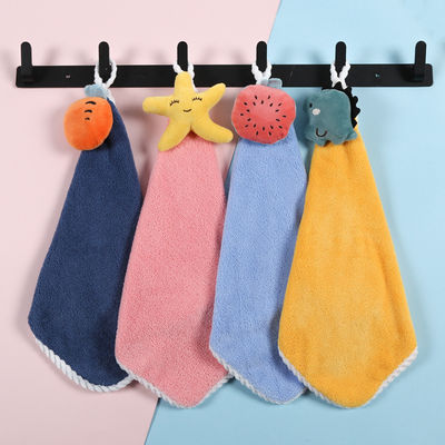 Toalha de veludo de coral suave e absorvente com gancho pendurado