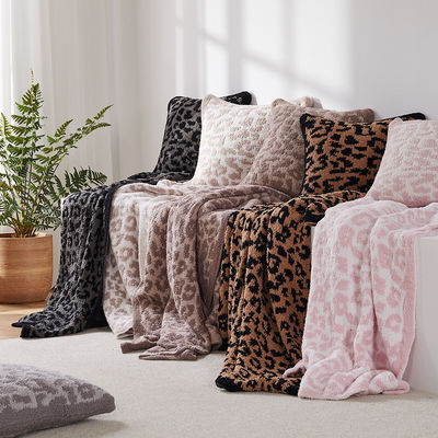 Eletrodoméstico confortável de tricô lançar cobertor com leopardo Zebra Impressão em 22 cores