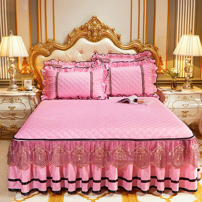 Conjunto de roupa de cama bordada de luxo de 4 peças de cobertor de cama Slip Set com 133x72 densidade de tecido