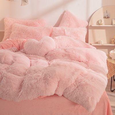 Capa de cobertor de travesseiro Shaggy Plush personalizado define roupa de cama de inverno macia sem preenchimento