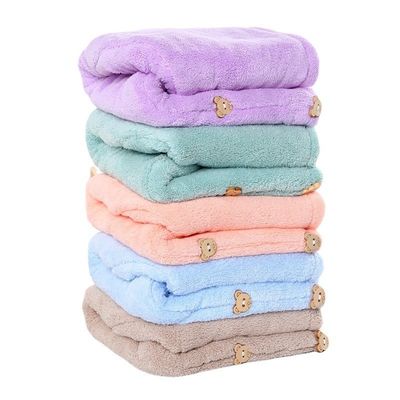 Mulheres Chapéu de cabelo seco de lã de coral Chapéu de chuveiro absorvente de secagem rápida com toalha espessada