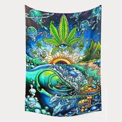 Impressão 3D Tapete de cogumelos Trippy Hippie Psicodélica Arte Abstracta Tapete para pendurar na parede