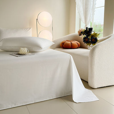 Grade A 100% de algodão branco King Size Set de roupa de cama Plaid Sheet Flat para cama Set de lençóis de cama