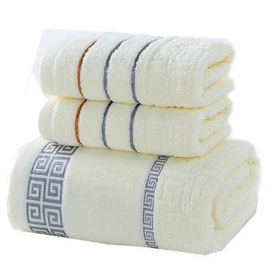 Caixa-presente de 3 peças de algodão simples forjado, toalha de banho absorvente
