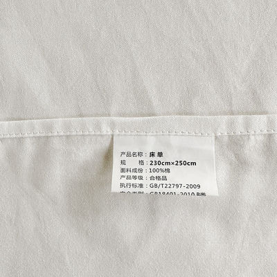 Grade A 100% de algodão branco King Size Set de roupa de cama Plaid Sheet Flat para cama Set de lençóis de cama