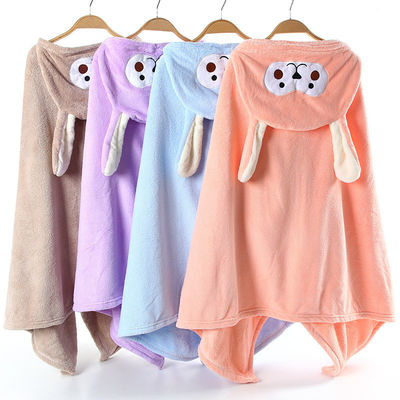 Toalha e chapéu de banho para bebê Jacquard Coral Velvet para suavidade