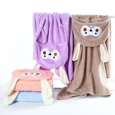 Toalha e chapéu de banho para bebê Jacquard Coral Velvet para suavidade