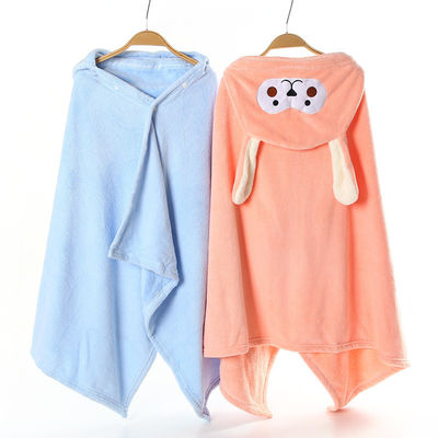 Toalha e chapéu de banho para bebê Jacquard Coral Velvet para suavidade