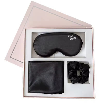 Caixinha de almofada Silk Charmeuse Box e Satin Eyemask Set para dormir em todas as estações
