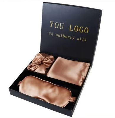 Luxury Sleep Black Silk Eye Mask Custom LOGO OEM/OEM 100% Silk Pillow Case Set Preto