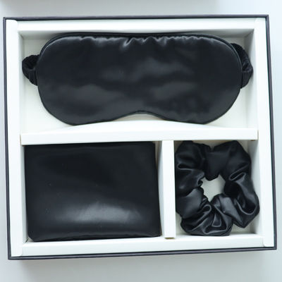 Luxury Sleep Black Silk Eye Mask Custom LOGO OEM/OEM 100% Silk Pillow Case Set Preto