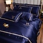 Aconchegante Grey Hotel Vermelho roupa de cama de casamento Kit de quatro peças com seda lavada