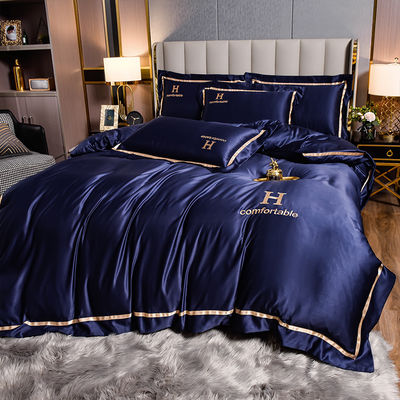 Cama de cama de seda de poliéster bordada por encomenda para final Quarto de luxo em estilo moderno