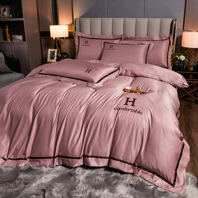 Cama de cama de seda de poliéster bordada por encomenda para final Quarto de luxo em estilo moderno