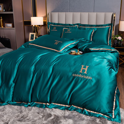 Cama de cama de seda de poliéster bordada por encomenda para final Quarto de luxo em estilo moderno