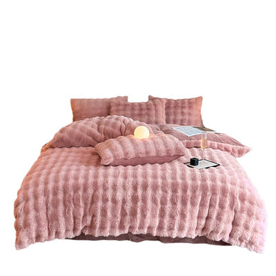 Set de lençóis de cama Cobertura de cama Lençóis de cama de luxo Sólido de Coelhinho de Veludo