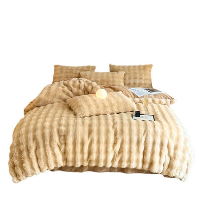Set de lençóis de cama Cobertura de cama Lençóis de cama de luxo Sólido de Coelhinho de Veludo
