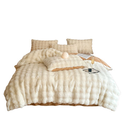 Set de lençóis de cama Cobertura de cama Lençóis de cama de luxo Sólido de Coelhinho de Veludo