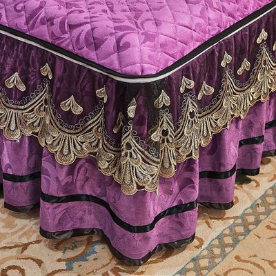 4 peças de roupa de cama de inverno saias de cobertura com bordados de material 100% poliéster