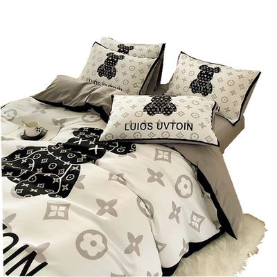 Moderno estilo desenho animado cabeça de urso branco design de roupa de cama com 100% material de poliéster
