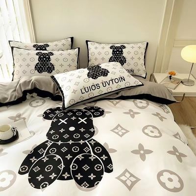Moderno estilo desenho animado cabeça de urso branco design de roupa de cama com 100% material de poliéster