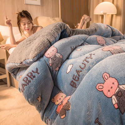 Coloração personalizada Quilt de fibras químicas moles para roupas de cama de lã de cordeiro aquecida espessada