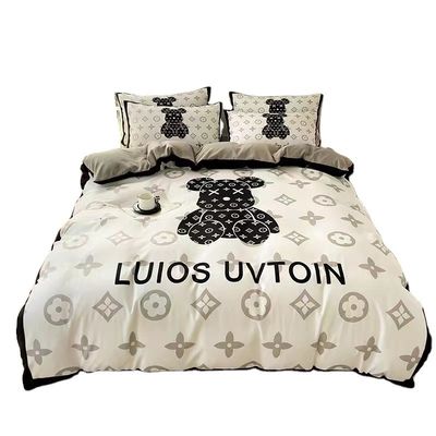 Urso Branco 100% Set de roupa de cama de fibra de poliéster Luxo Urso Violento Designer Cobertura