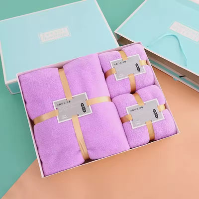 Casa suave e absorvente Hotel Spa Toalha de banho Conjunto de presente em couro de coral espesso Microfibra