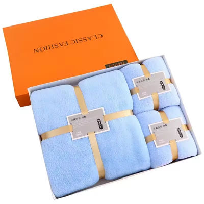 Casa suave e absorvente Hotel Spa Toalha de banho Conjunto de presente em couro de coral espesso Microfibra
