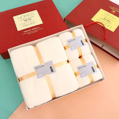 Casa suave e absorvente Hotel Spa Toalha de banho Conjunto de presente em couro de coral espesso Microfibra