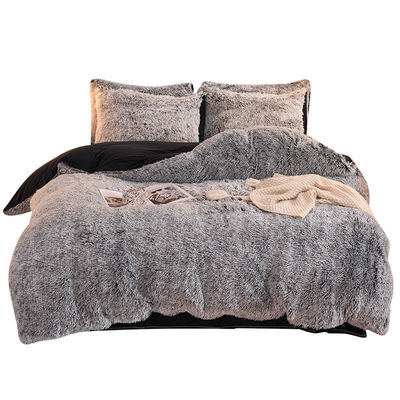 Casa Hotel Casamento Cor do Arco-íris Couro Falso Puro Veludo Fluffy Plush Roupas de Cama Maciça Conjunto 4 Peças