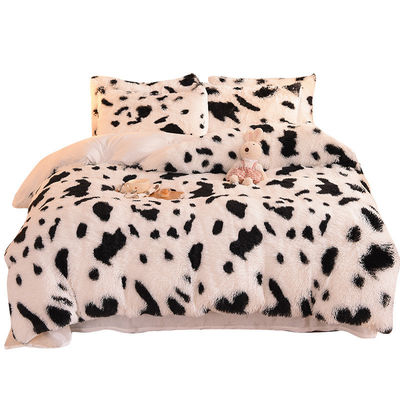 Casa Hotel Casamento Cor do Arco-íris Couro Falso Puro Veludo Fluffy Plush Roupas de Cama Maciça Conjunto 4 Peças