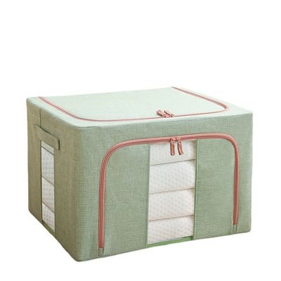 66L Largo Capacidade Dobragem Linho de Algodão Casa Quilt Roupa Dobrável Cobertura à prova de poeira Organizador de Caixa de Armazenamento
