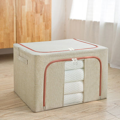 66L Largo Capacidade Dobragem Linho de Algodão Casa Quilt Roupa Dobrável Cobertura à prova de poeira Organizador de Caixa de Armazenamento