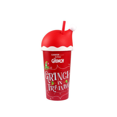 500 ml Papai Noel Vermelho com tampa e palha Adicionar um toque festivo a qualquer ocasião