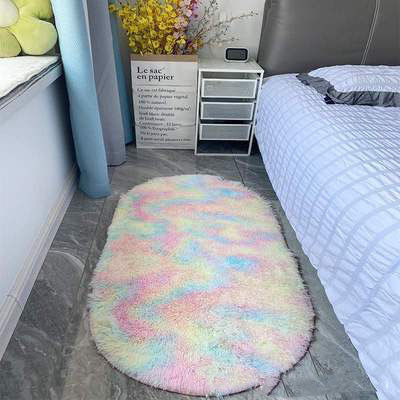 Tapetes de quarto ultra-macios e macios resistentes a manchas Tapetes ovais e bege para espaços pequenos