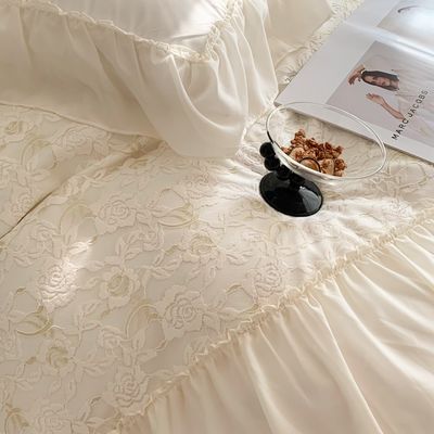 4PCS Set de roupa de cama de cobertor fofinho padrão sólido Set de lençóis de cama de luxo