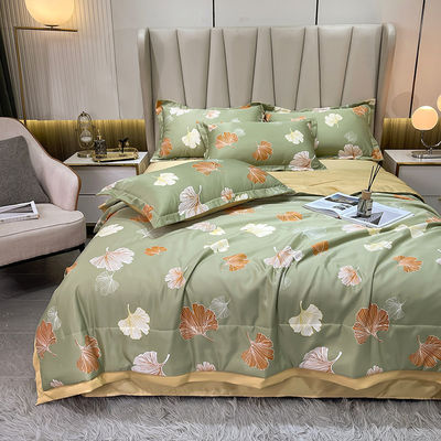 Princesa de luxo roupa de cama de seda lavada 4 peças preenchidas com lençóis suaves e respiráveis
