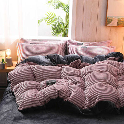 Set de roupa de cama de flanela 4 Pcs Lençóis individuais Conjunto de tecido Densidade 133x72 Queen King Tamanho
