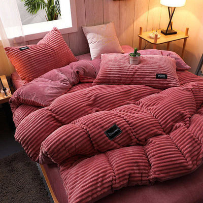 Set de roupa de cama de flanela 4 Pcs Lençóis individuais Conjunto de tecido Densidade 133x72 Queen King Tamanho