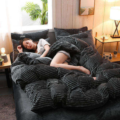 Set de roupa de cama individual 4 Pcs Cobertura de cobertor de flanela Lata plana Casas de travesseiro Sustentável Queen King Size