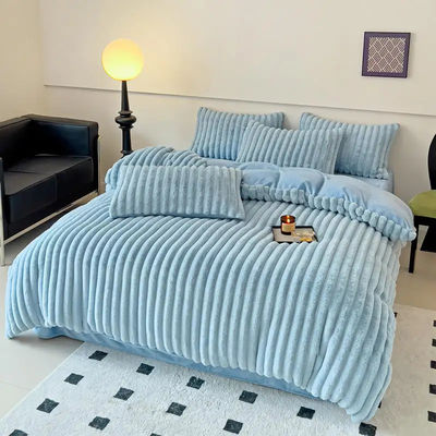 Poliéster Enchendo Coelho Quente Couro Falso Fluffy Plush Coberturão Quente Set para Cama de 2,0m