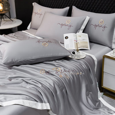 Set de cobertor de verão leve de lençóis de 4 peças Set de roupas de cama de luxo com vantagem de frio 2,5-3 kg