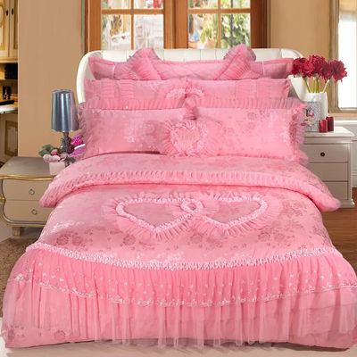 100% de algodão bordado 60S cobertor de cobertor de cama de noiva Setes de lençóis de conforto Setes de roupa de cama de casamento Souvenirs presente