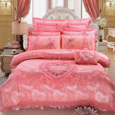 100% de algodão bordado 60S cobertor de cobertor de cama de noiva Setes de lençóis de conforto Setes de roupa de cama de casamento Souvenirs presente