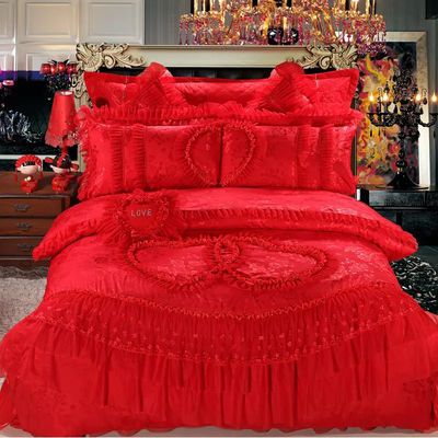 100% de algodão bordado 60S cobertor de cobertor de cama de noiva Setes de lençóis de conforto Setes de roupa de cama de casamento Souvenirs presente
