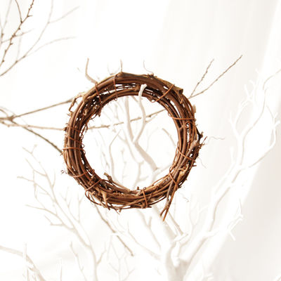 Janela e porta de festas pendurado Rattan Ring Artifi para 35cm Natural Vinhas de coroas