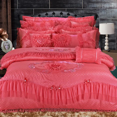 200TC 100% algodão lençol de cama coberta coberta saia de cama conjunto para o estilo europeu e americano
