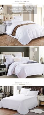 4 peças 60s 300tc 100% algodão branco satin conjunto de roupa de cama para Luxury 5 Star Resort Hotel