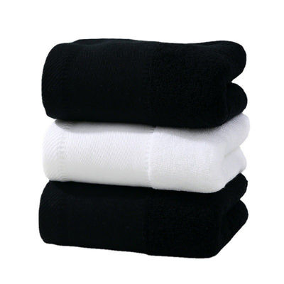 Home Hotel Traveling Spa Toalha de algodão puro com impressão de logotipo personalizado branco preto